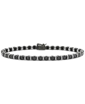 Macy's - Diamond Black & White Diamond Tennis Bracelet (5 ct. t.w.) in Sterling Silver & Black Rhodium-Plate
