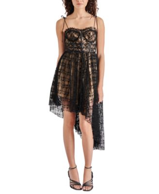 Steve Madden - Women's Dali Pleated Floral-Mesh Corset Dress
