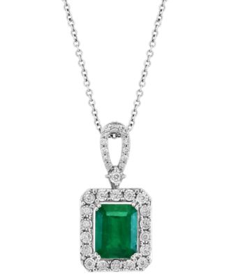 EFFY&reg; Emerald (2-1/5 ct. t.w.) & Diamond (1/4 ct. t.w.) 18" Pendant Necklace in 14k White Gold (Also Available in 14k Yellow Gold)