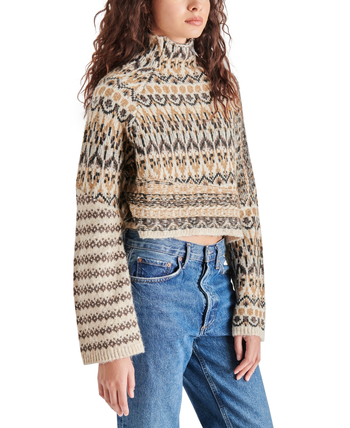 Shop Steve Madden Women's Indie Funnel-neck Fair Isle Sweater In Multi