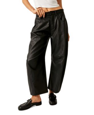 Free People - Women's Lucky You Faux-Leather Barrel-Leg Pants