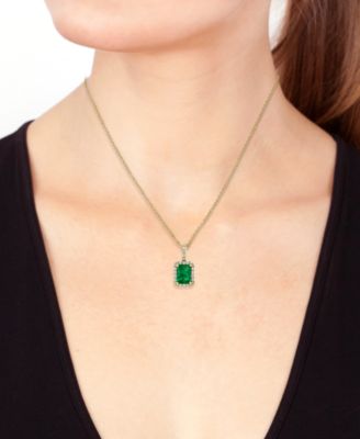 EFFY&reg; Emerald (1-3/8 ct. t.w.) and Diamond (1/4 ct. t.w.) Pendant Necklace in 14k Gold or 14k White Gold, Created for Macy's