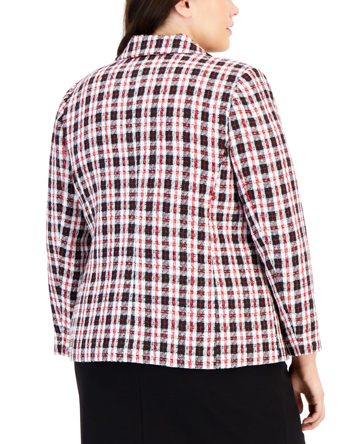 Женский пиджак Tahari ASL Plus Size Plaid Long-Sleeve Blazer, цвет: Слоновая кость — фото 2