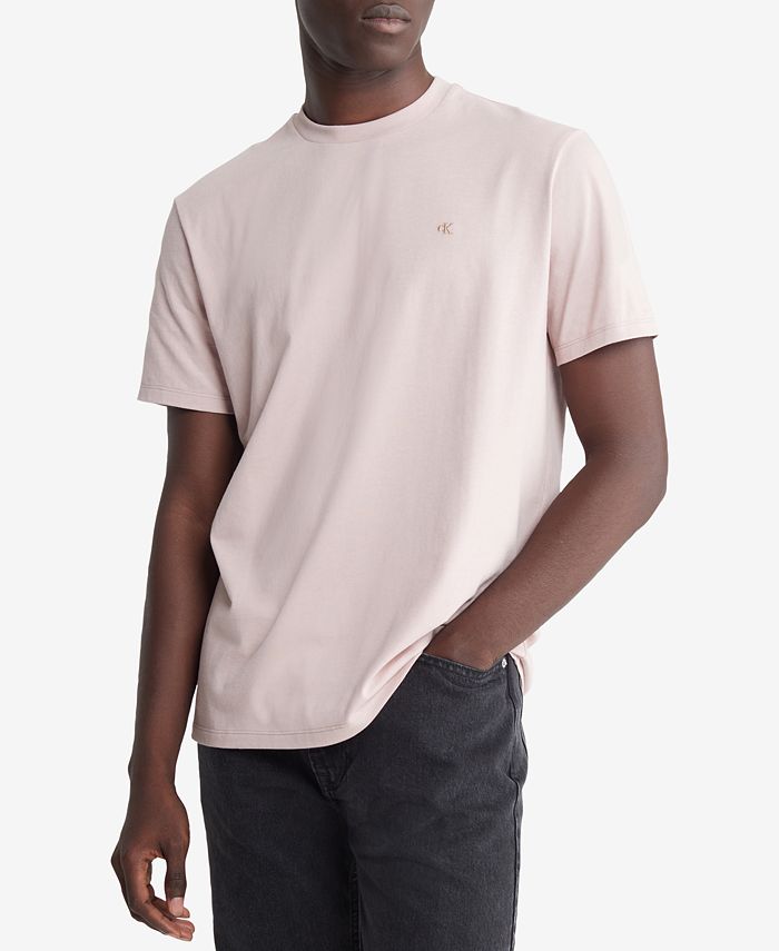 Solid T-Shirt Macy\'s Smooth - Crewneck Cotton Men\'s Calvin Klein
