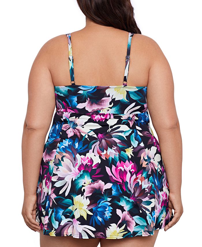 Swim Solutions Plus Size FloralPrint Swim Dress, Created for Macy's