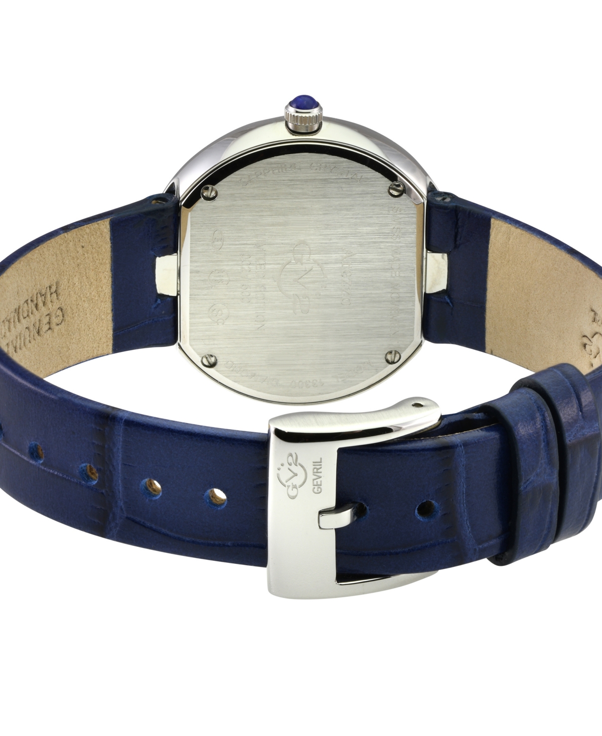 Shop Gv2 By Gevril Women's Arezzo Blue Leather Watch 33mm In Silver