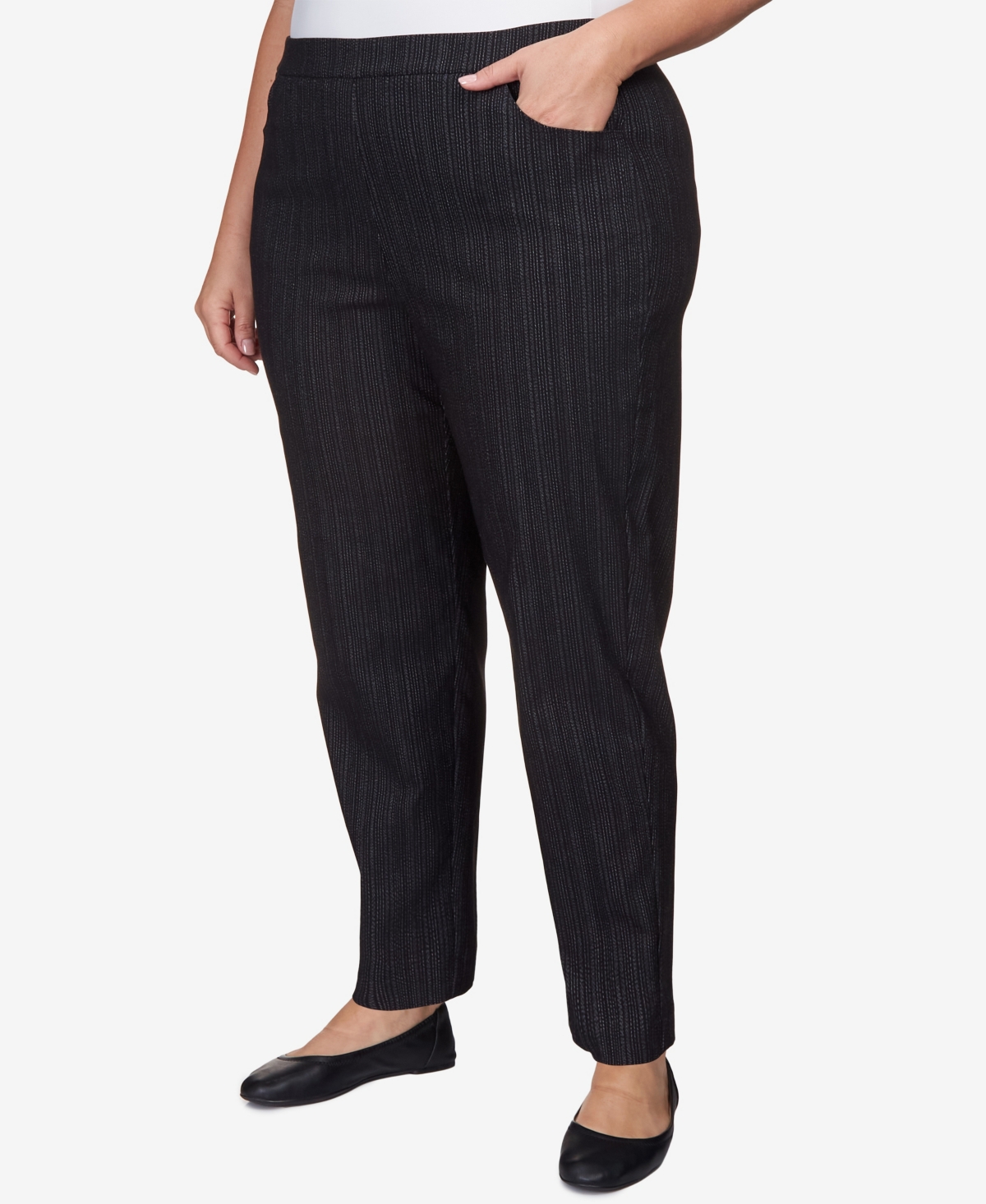 Alfred Dunner Plus Size World Traveler Slim Fit Pinstripe Average Length Pants