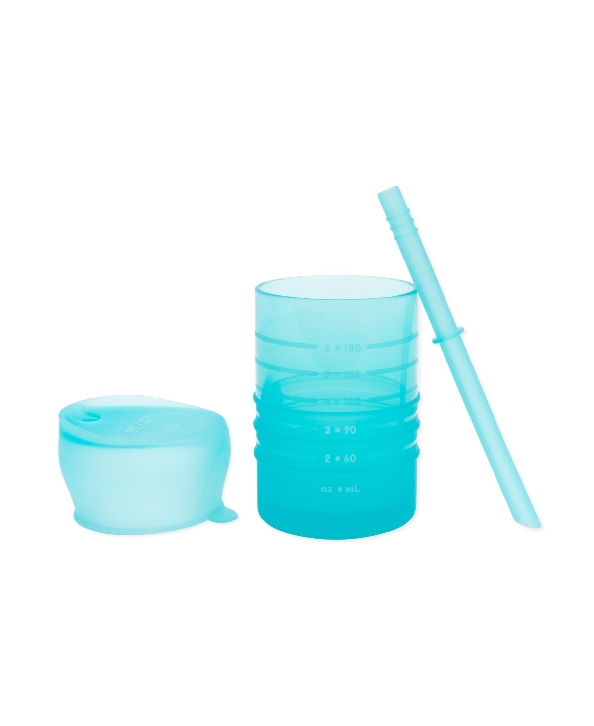 Bumkins Baby Boys And Girls Spill-resistant Silicone Cup, Straw And Lid Set In Blue