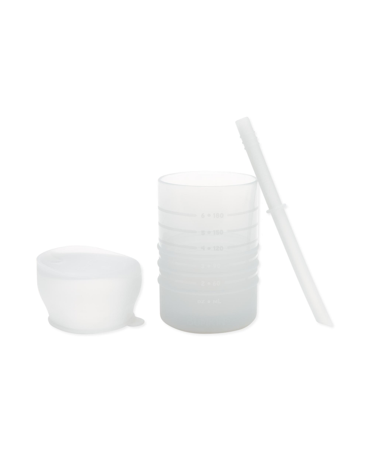 Bumkins Baby Boys And Girls Spill-resistant Silicone Cup, Straw And Lid Set In Gray
