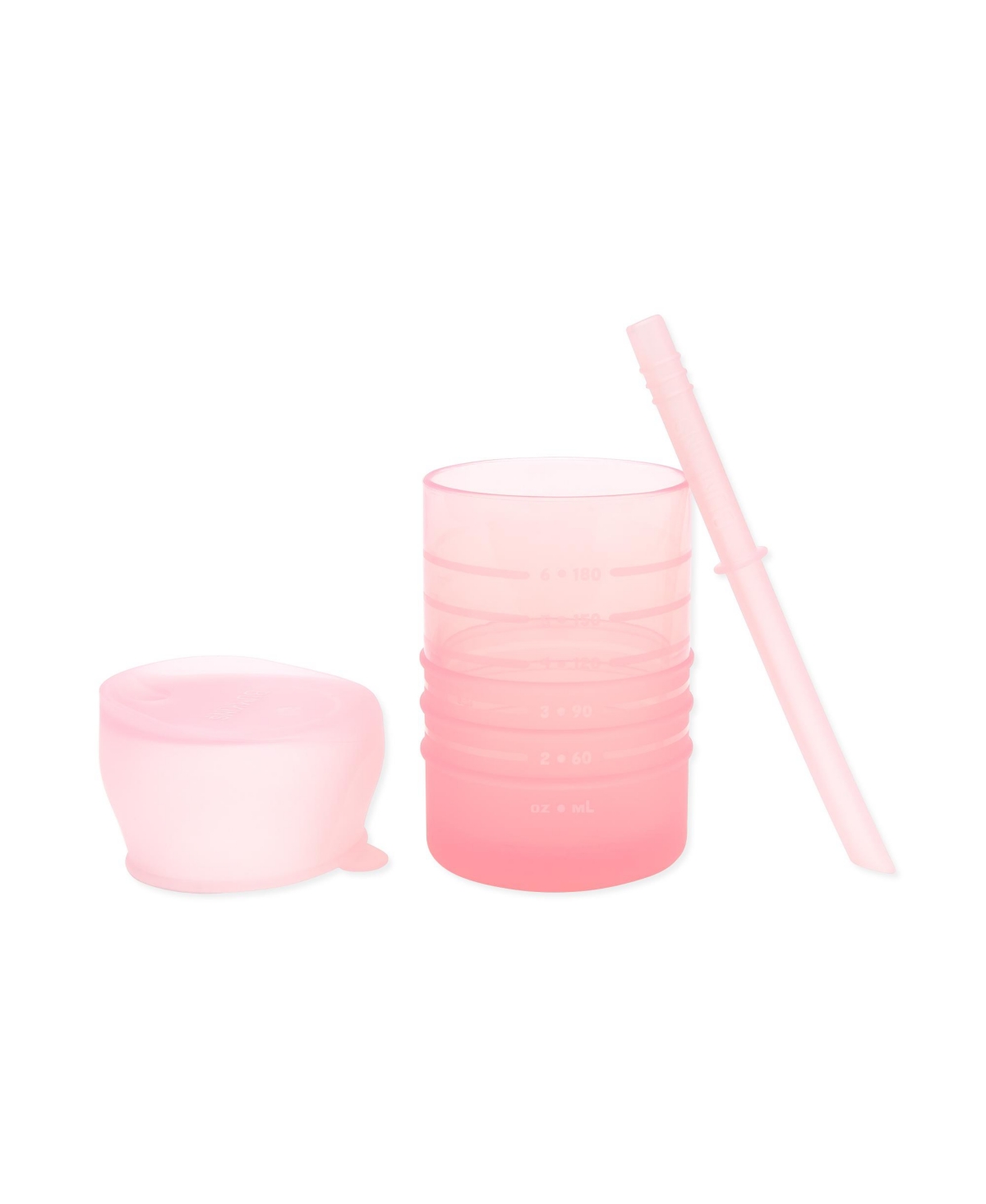 Bumkins Baby Boys And Girls Spill-resistant Silicone Cup, Straw And Lid Set In Pink