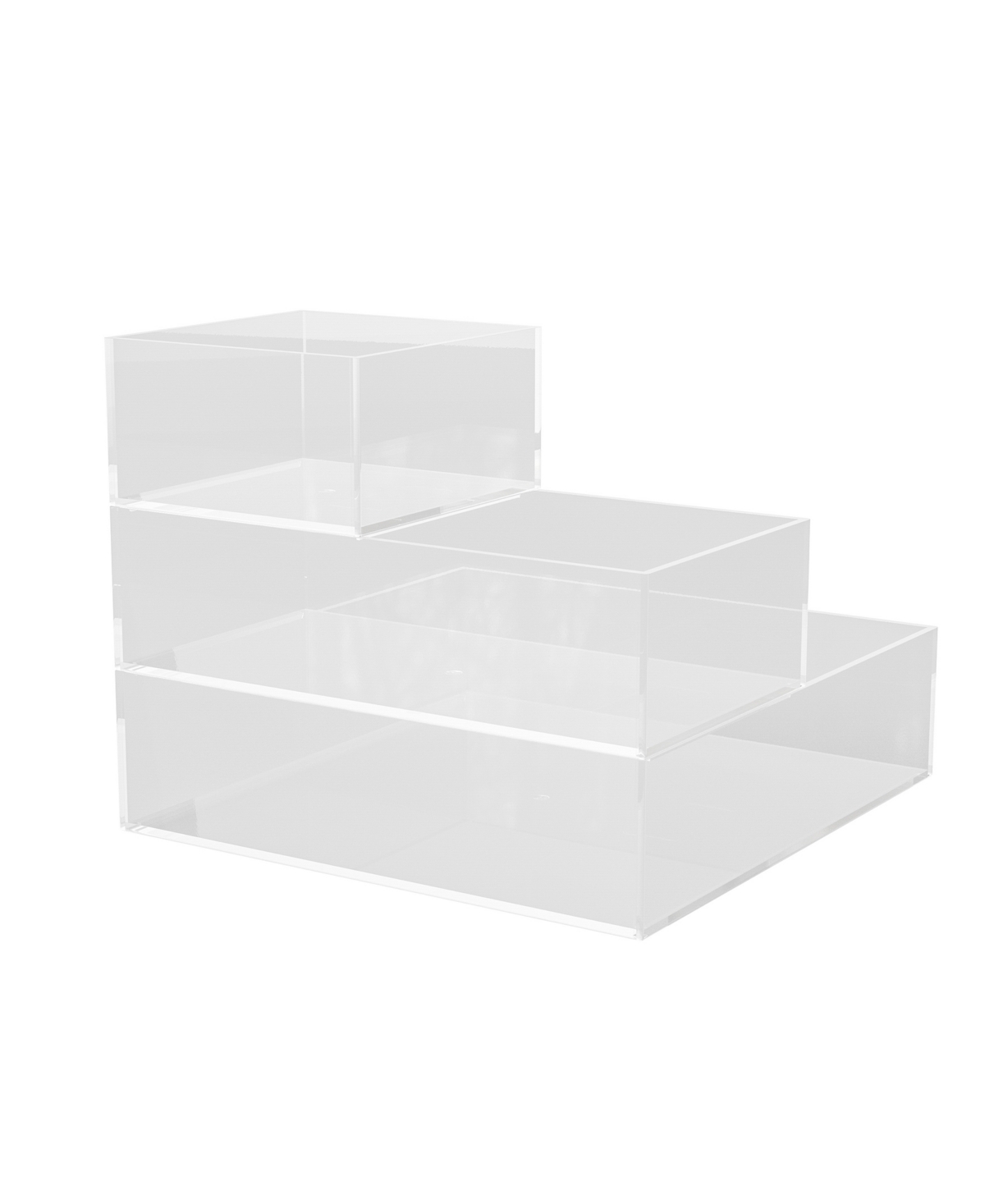 Brody Plastic Storage Organizer Bins with Engineered Wood Lids for Home Office or Kitchen, 3 Pack Small, Medium, Large - Clear, White