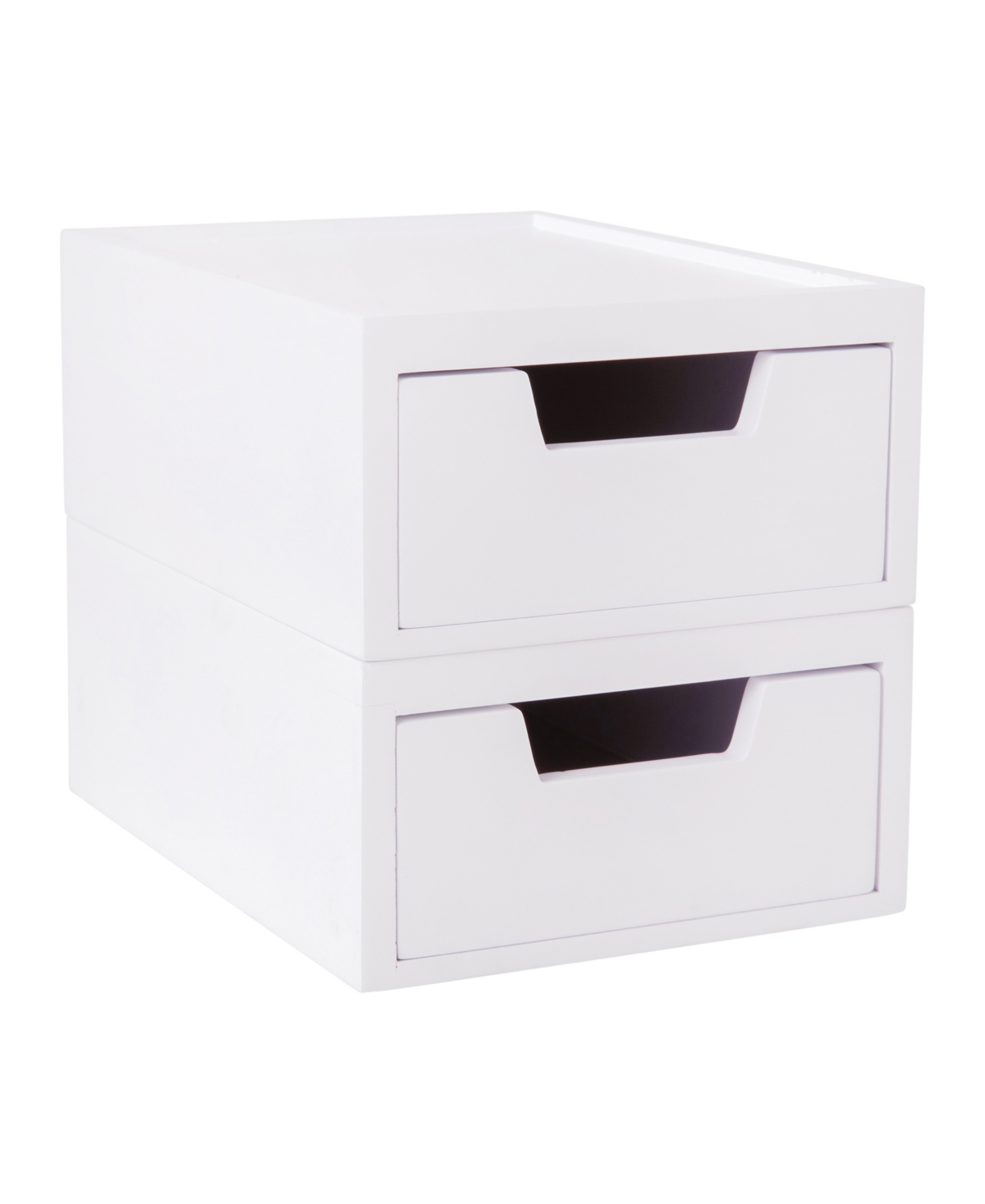 Weston 2 compartments Stackable Engineered Wood Boxes with Drawers, Office Desktop Organizers - White