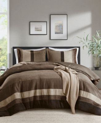 Boulder Stripe Micro Suede 3-Pc. Comforter Set, Full/Queen