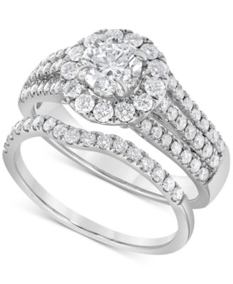 Macy's - Diamond Halo Triple Row Bridal Set (1-3/4 ct. t.w.) in 14k White Gold