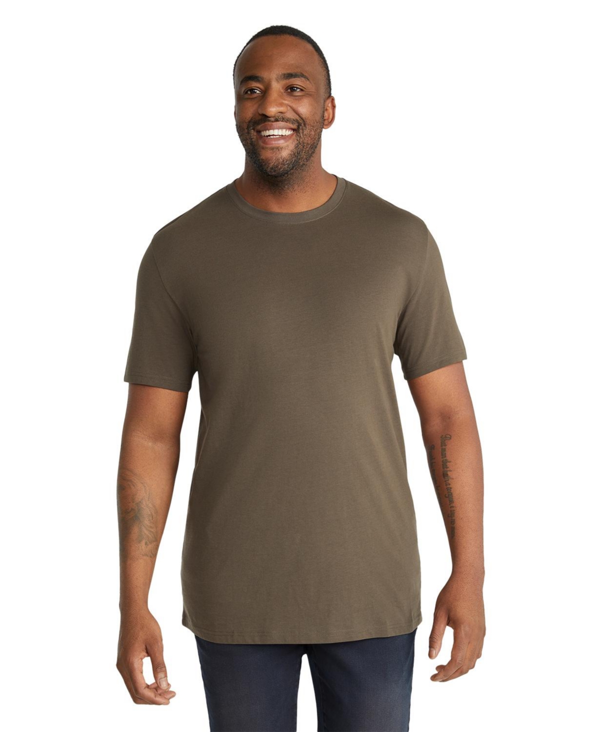 Big & Tall Essential Longline Scoop Tee - Sage