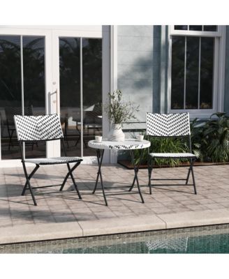 Ciel Three Piece Folding Bistro Set In Pe Rattan With Metal Frames For Indoor And Outdoor Use