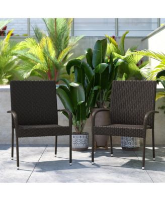 Sala Stacking All-Weather Wicker Wrapped Powder Coated Steel Patio Club Chairs For Indoor And Outdoor Use