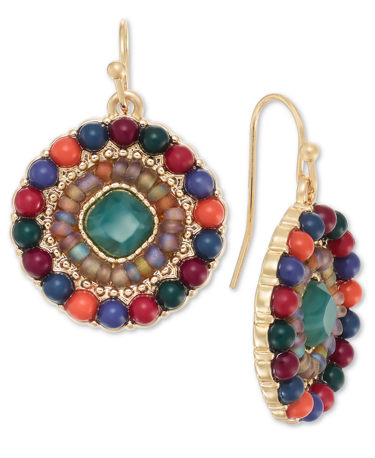Style & Co Mixed Stone Beaded Circle Drop Earrings, Created For Macy's In Multi