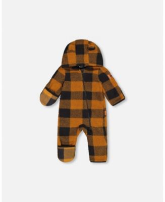 Baby Mid-Season Sherpa One Piece Caramel And Black Plaid