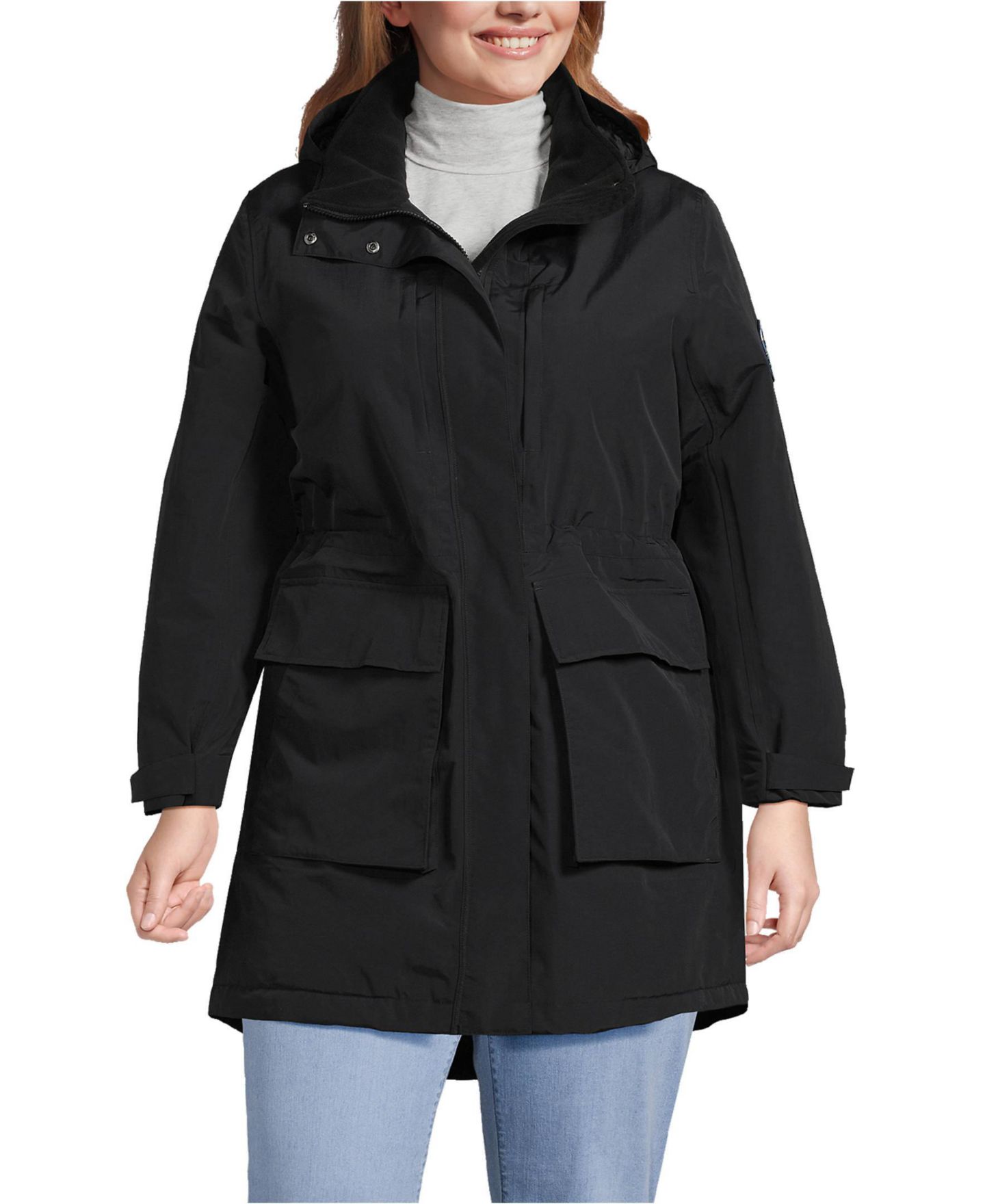 Женская куртка Lands' End Plus Size Squall Waterproof Insulated, цвет: Чёрный — фото 1