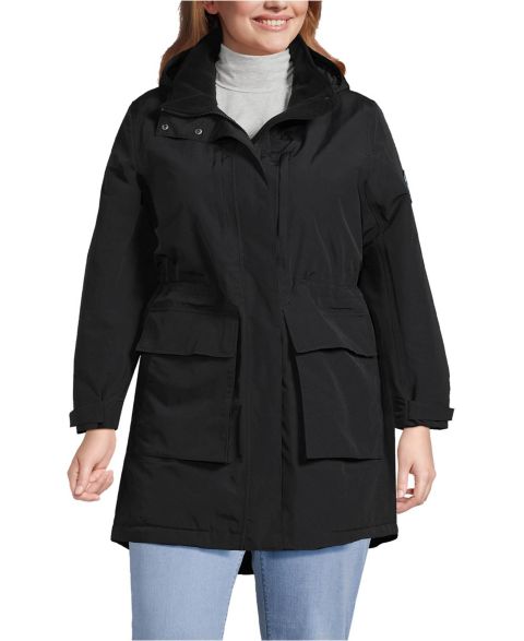 Женская куртка Lands' End Plus Size Squall Waterproof Insulated, цвет: Чёрный