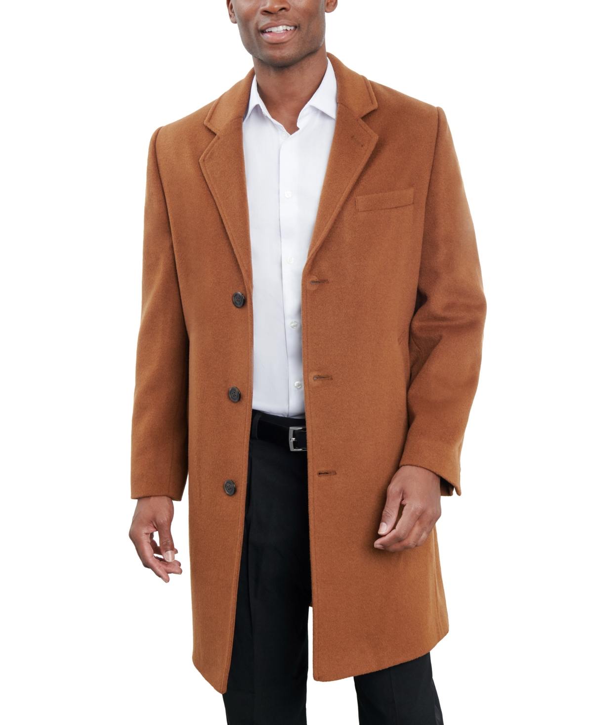 London Fog Men Signature Wool Blend Overcoat Dark Charcoal Smart Closet