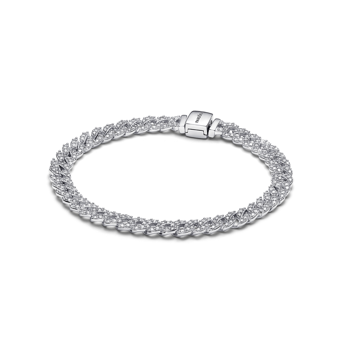 Pandora Timeless Cubic Zirconia Pave Chain Bracelet In Silver