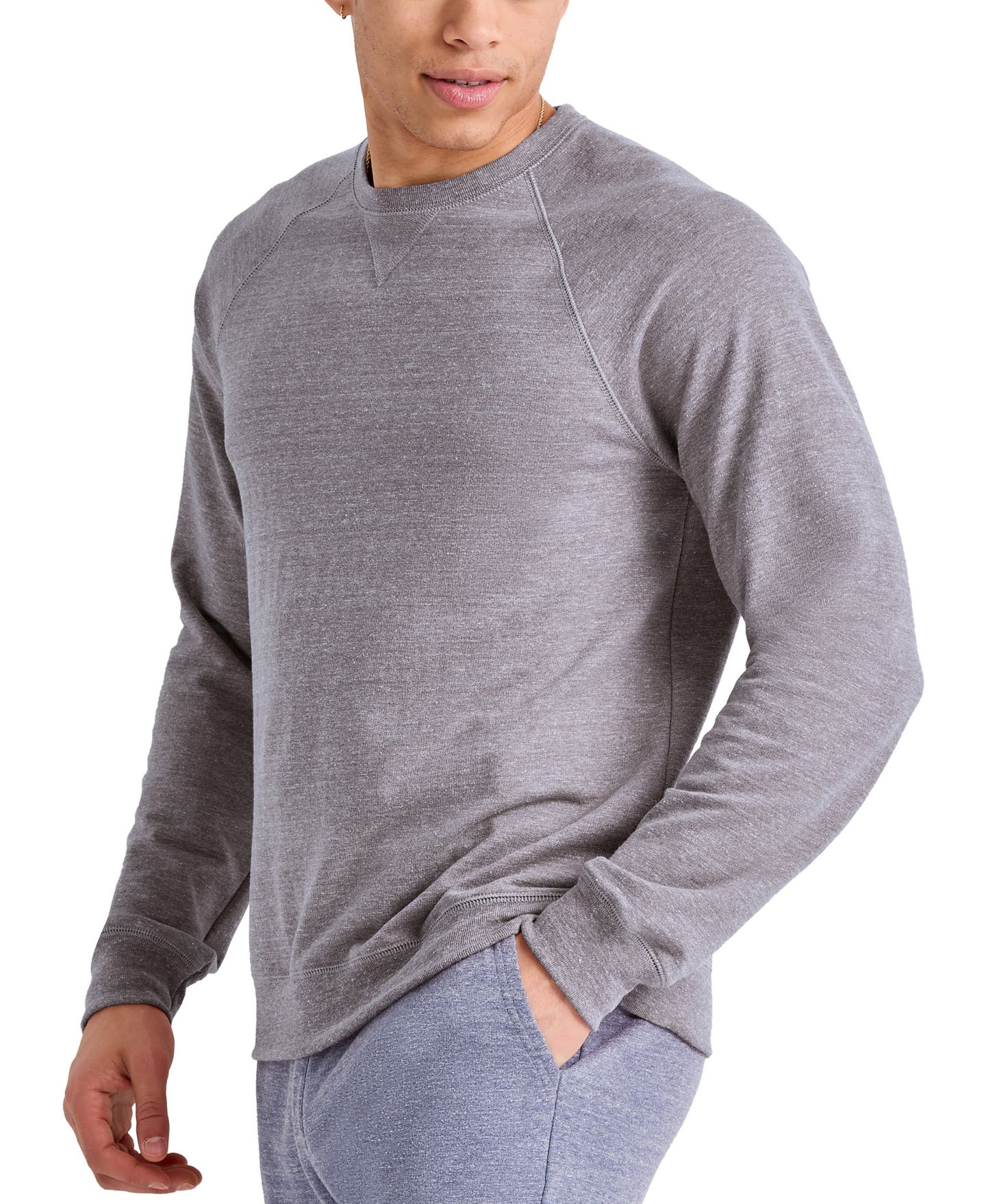 Мужской свитшот Hanes Original Triblend French Terry Crewneck, цвет: Чёрный меланжевый — фото 4