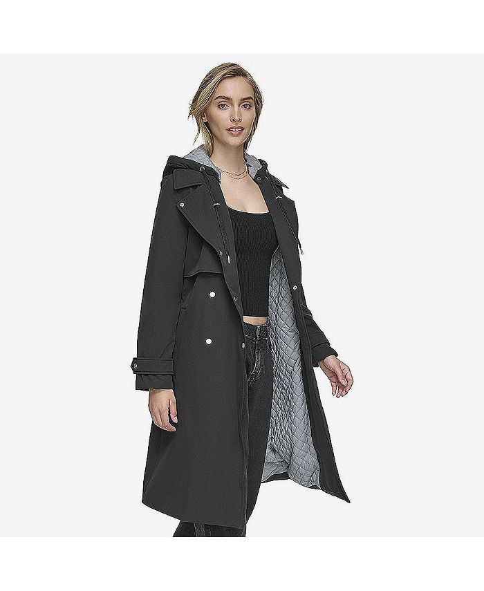 Andrew Marc Women's Evesham Mixed Media Insulated Trench Coat Macy's