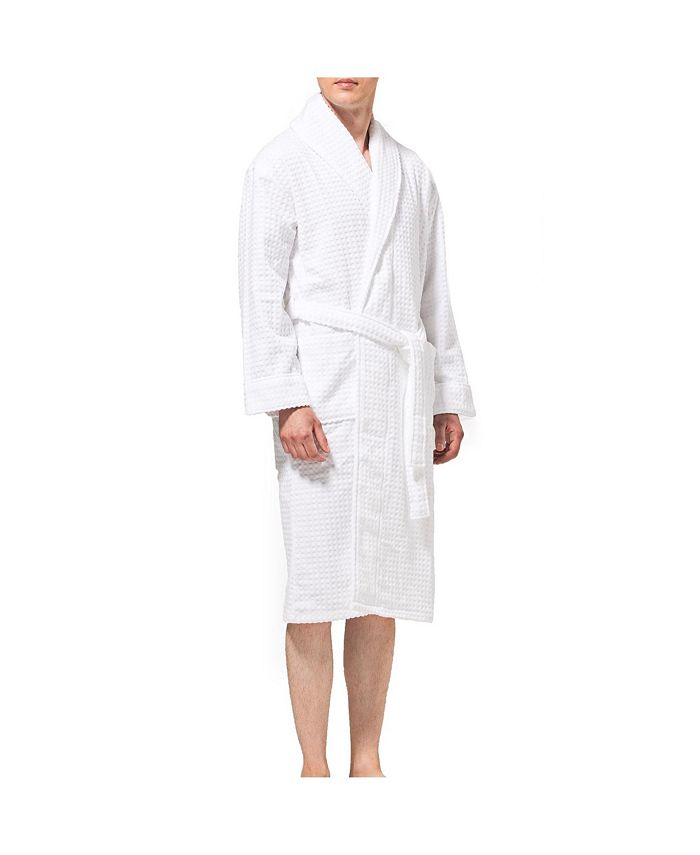 Alpine Swiss Mens Luxury Waffle Knit Cotton Bathrobe Shawl Collar Hotel