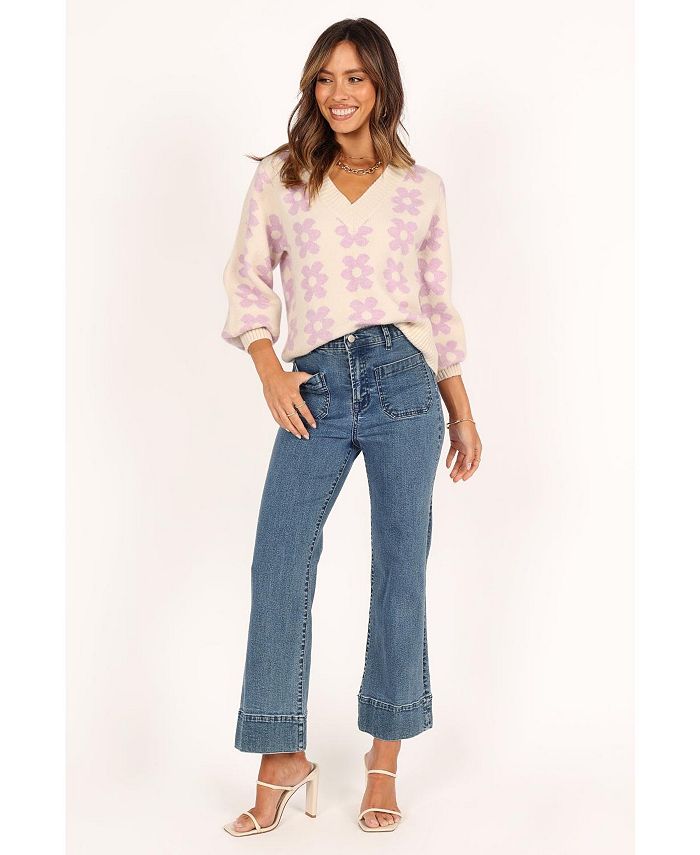 Petal and Pup Womens Remi Vneck Flower Knit Sweater Macy's