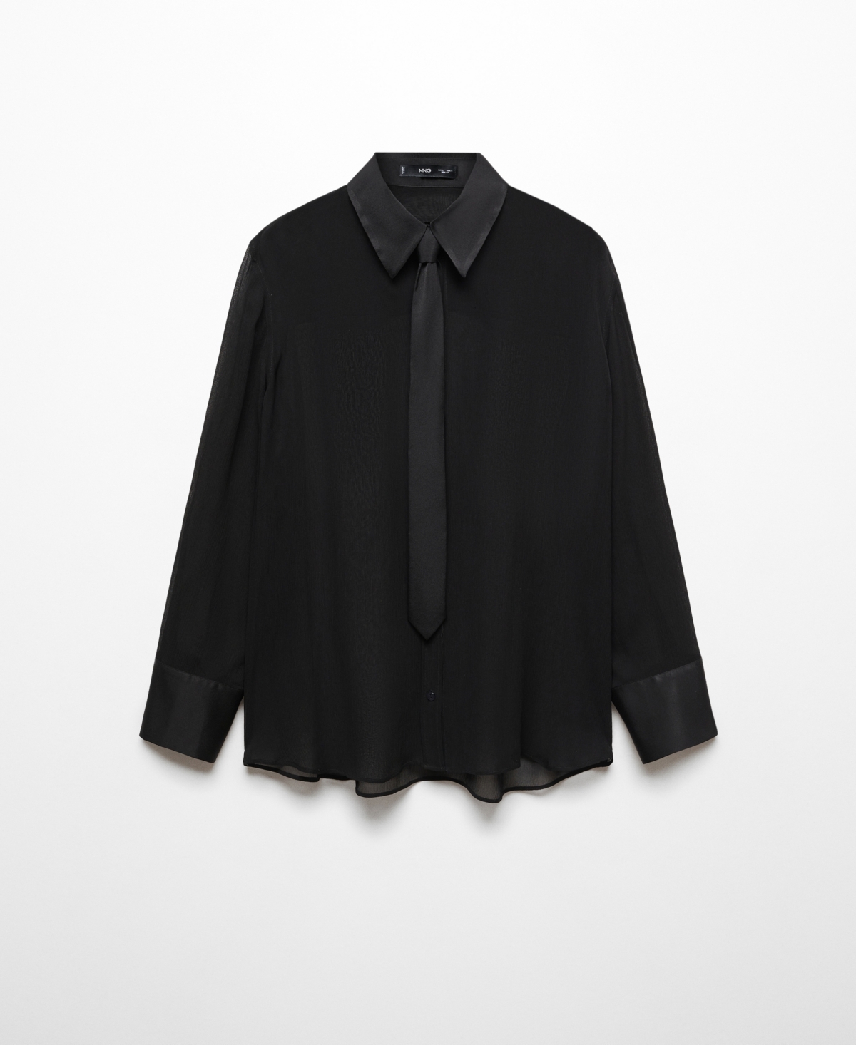 MANGO WOMEN'S SATIN DETAILS TIE SHIRT