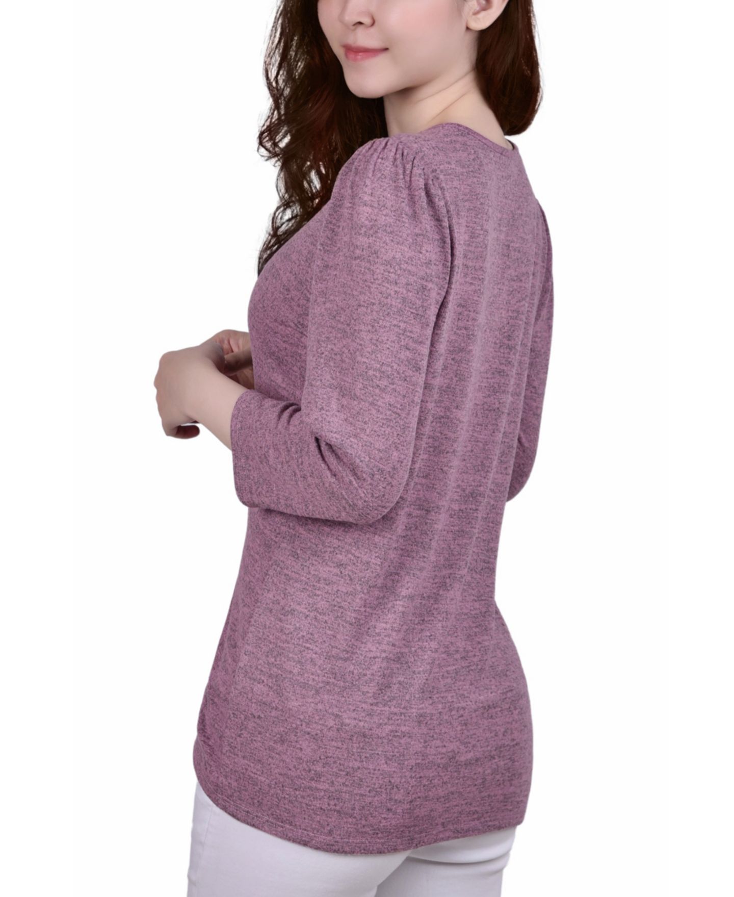 Женский топ NY Collection Petite Space Dyed Studded, цвет: Розовато-лиловый — фото 2