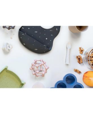 Soft Silicone Waterproof Baby Bib with catch all pocket, Adjustable