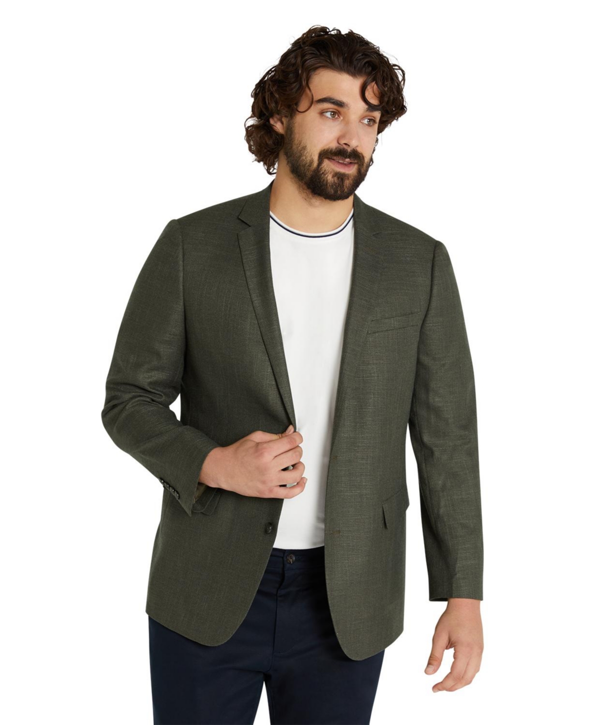 Mens Harrison Textured Stretch Blazer Suit - Fern