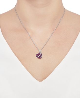Ruby (2-1/2 ct. t.w.) and Diamond (1/5 ct. t.w.) Heart Pendant in Sterling Silver