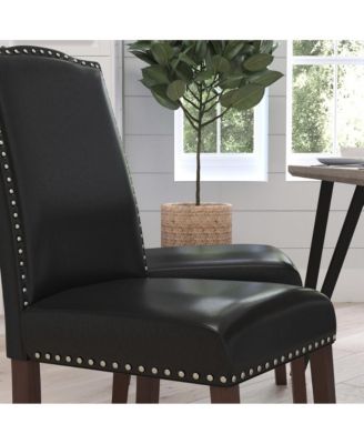 Hollowell Parsons Chair Plush Dining Chair With Accent Nail Trim And Wooden Legs