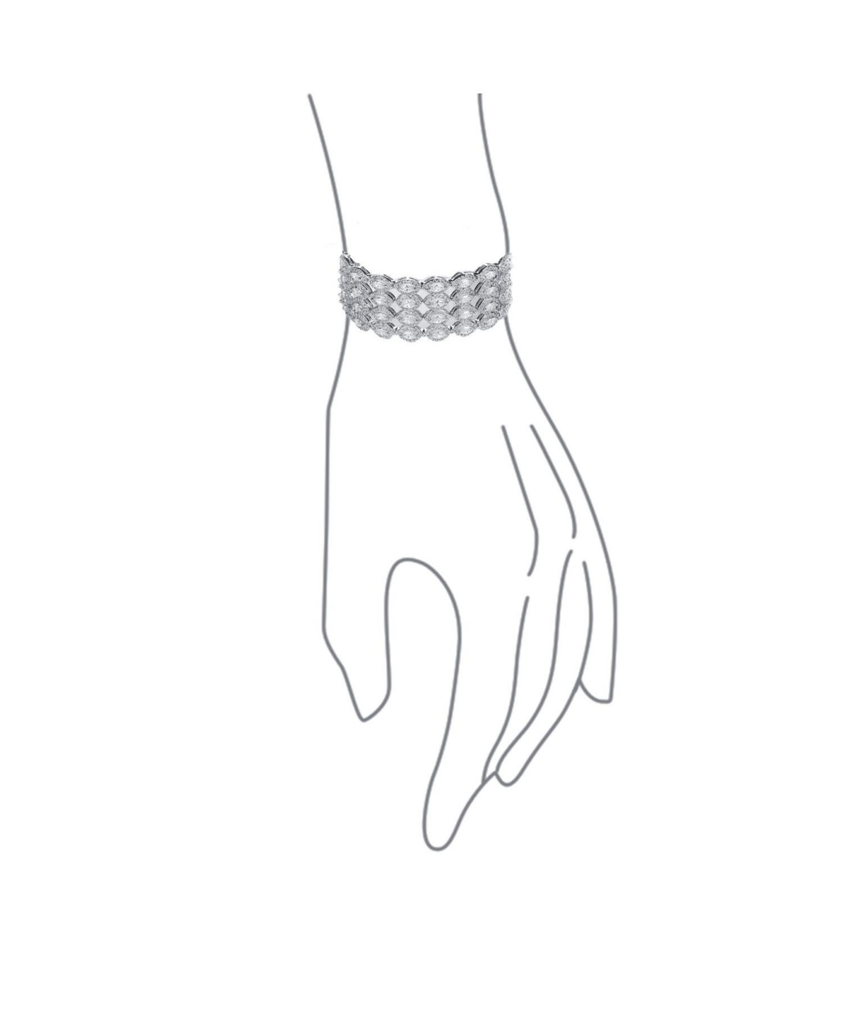 Bling Jewelry Art Deco Style Jewelry Cz Marquise Cubic Zirconia 4 Row Wide Tennis Bracelet Rhodium Plated Inches. Perfect for s Formal Party - Cle