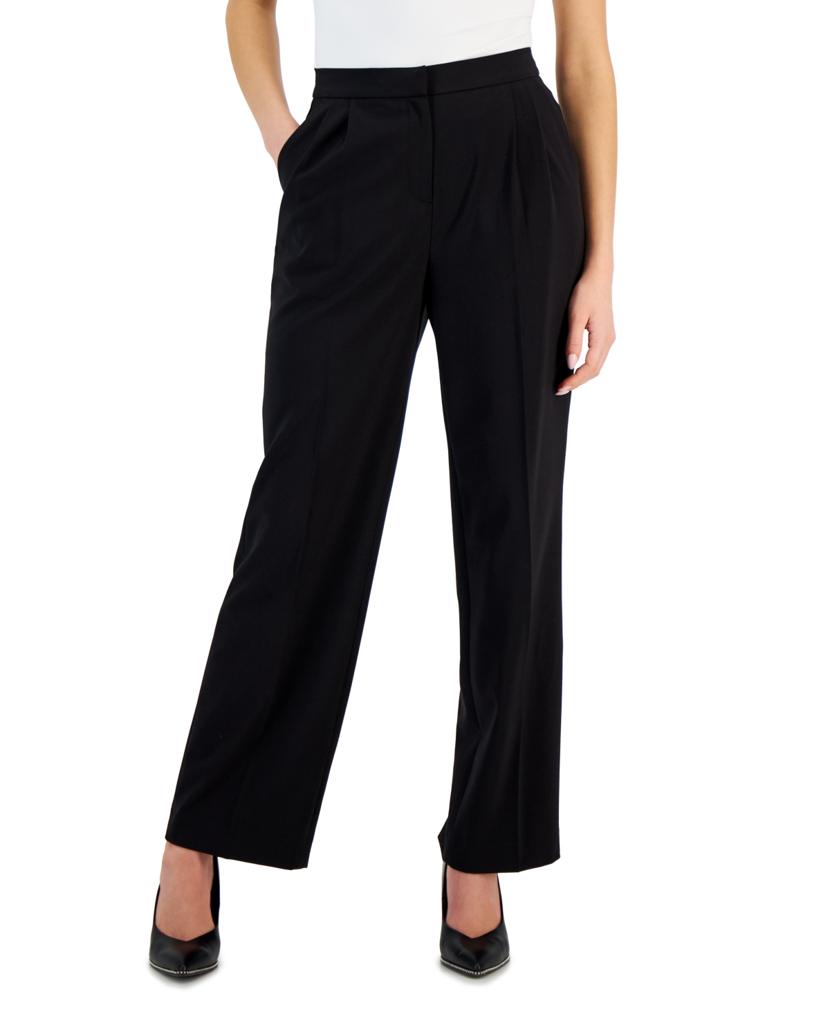 Bar Iii Women's Bi-stretch Wide-leg Pants, Created For Macy's In Black