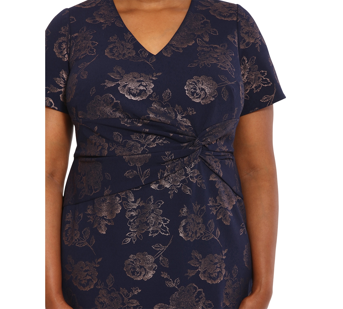 London Times Plus Size Side-Twist Flounce-Hem Sheath Dress