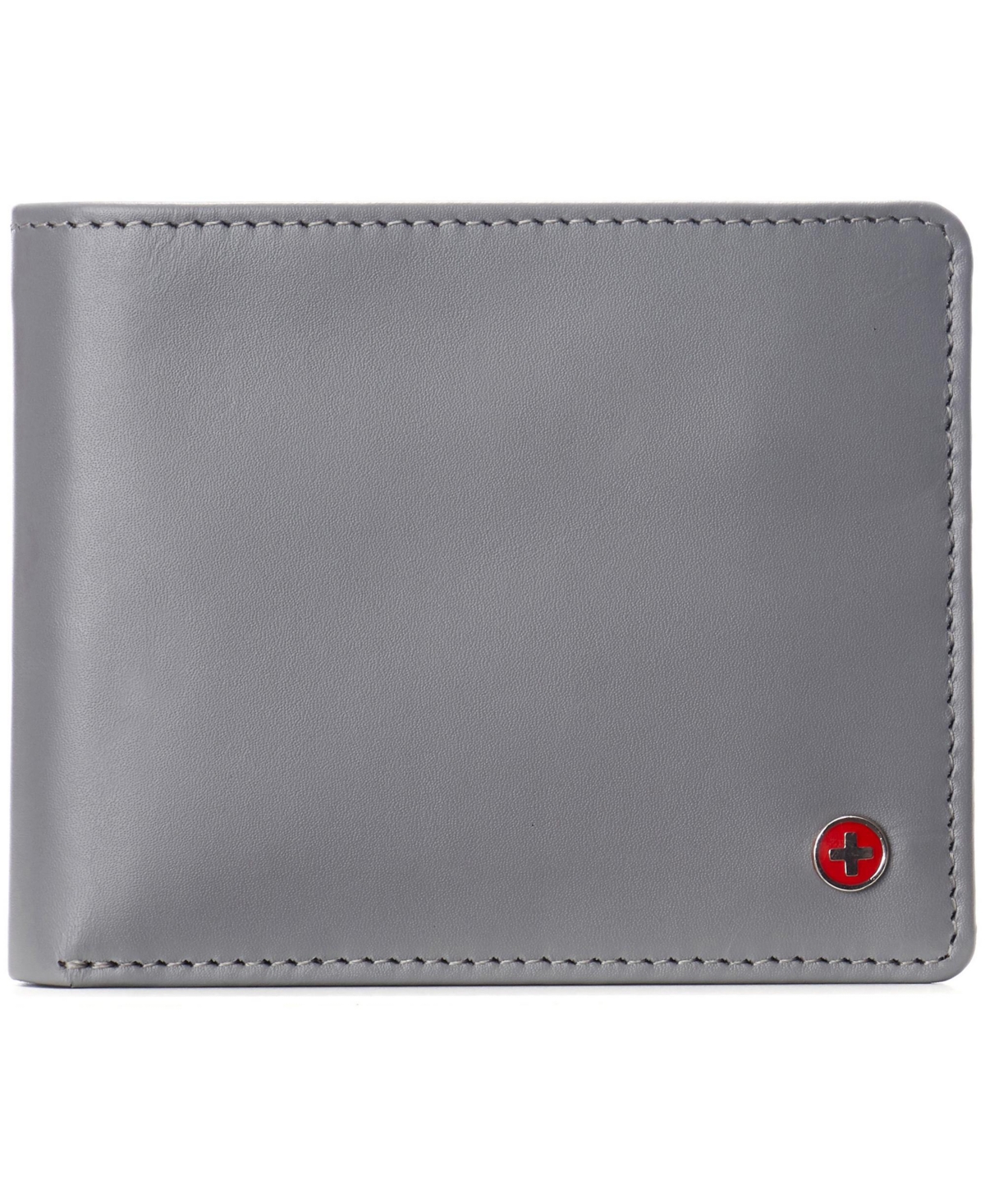 Mens Genuine Leather Wallet Passcase Bifold Rfid Safe 2 Id Windows - Gray