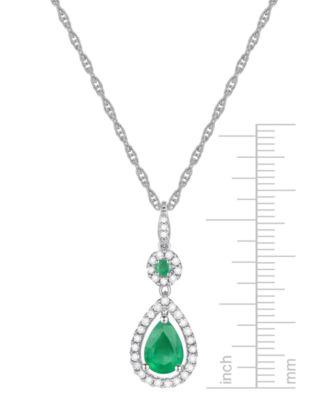 Sapphire (1-1/3 ct. t.w.) and Diamond (1/4 ct. t.w.) Drop Pendant Necklace Set in 14k White Gold (Also Available in Emerald)