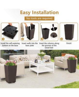 2PCS Outdoor Wicker Flower Pot 22.5''Tall Planters with Drainage Hole