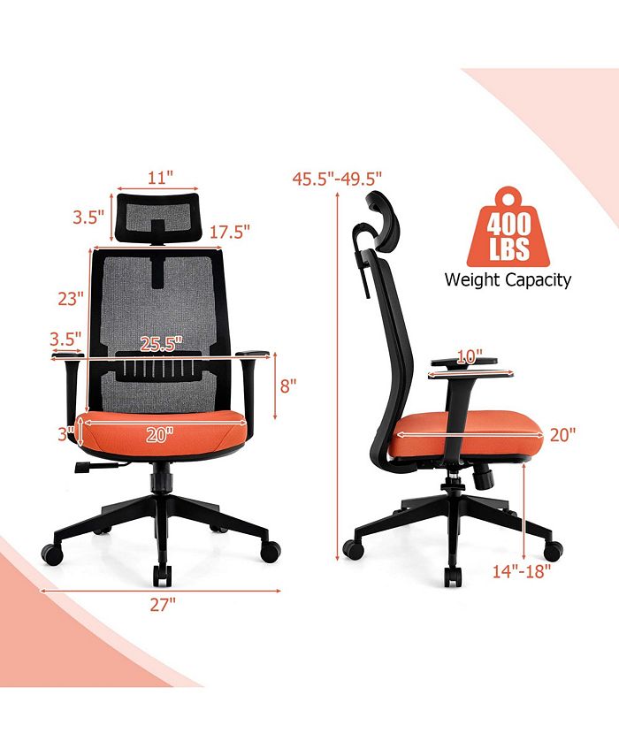 Costway Mesh Office Chair Big Tall Ergonomic Executive Chair Height