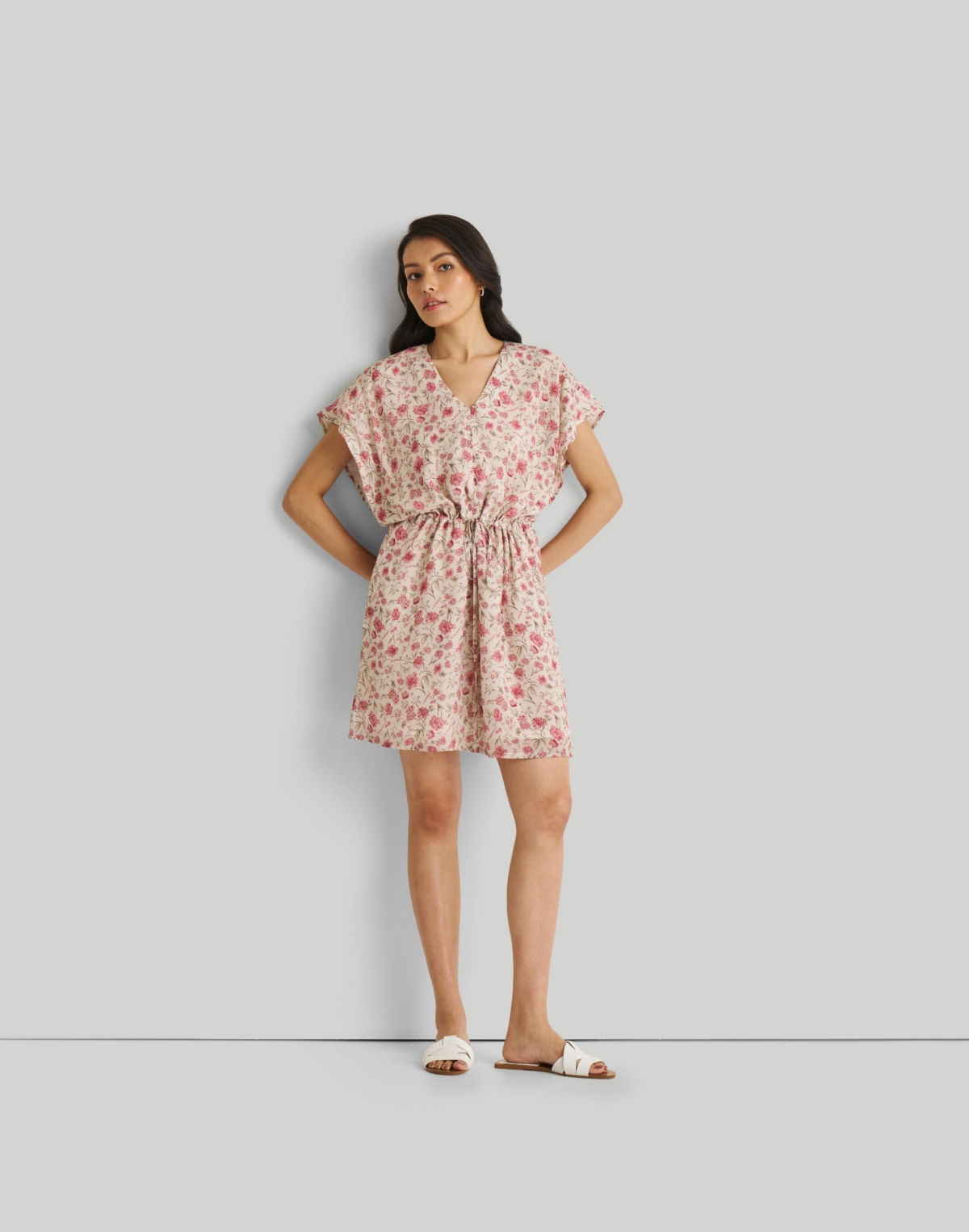 Womens Relaxed Drawstring Dress - Petal fusion