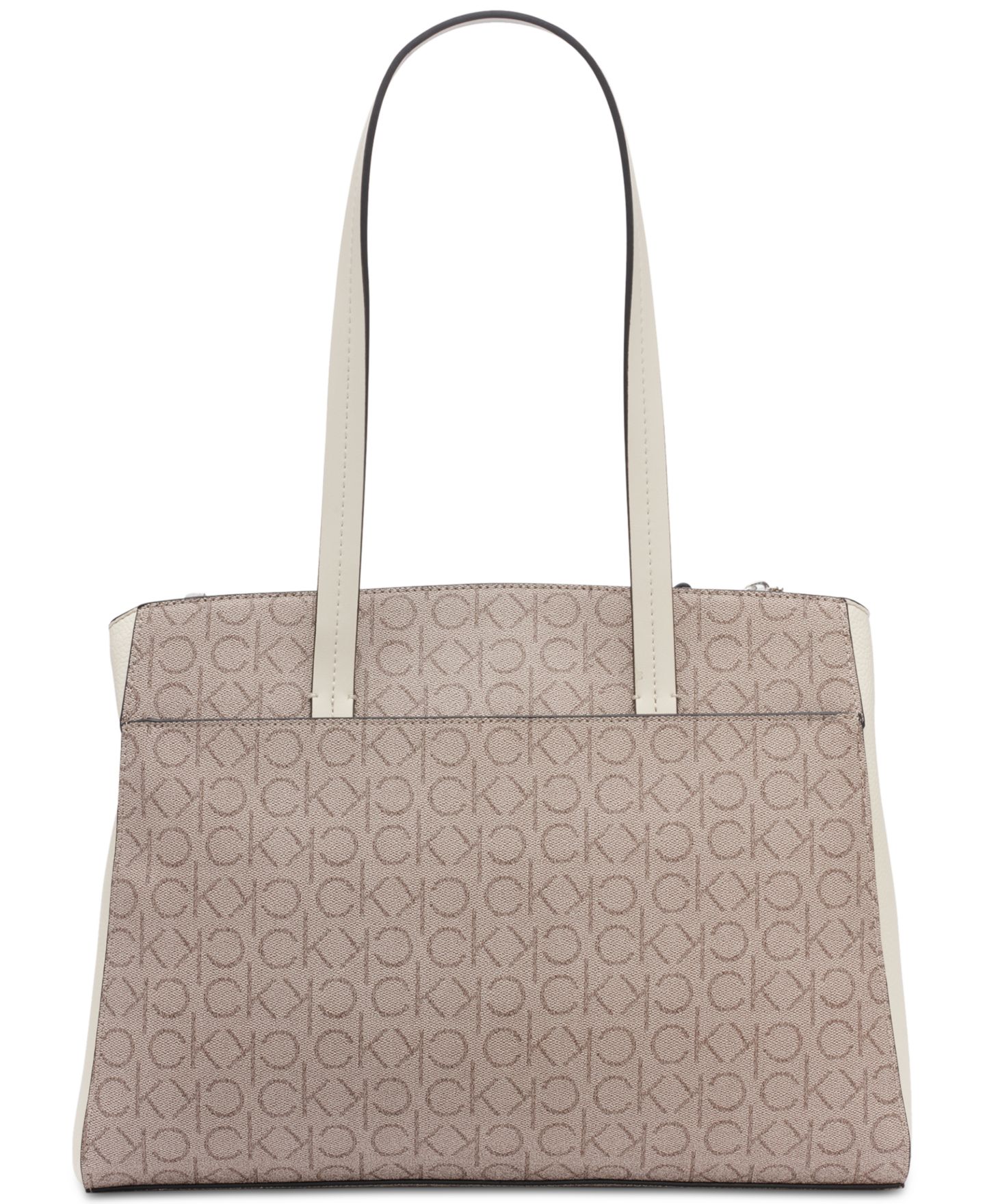 Женская сумка Calvin Klein Hadley Signature Colorblocked Triple Compartment Tote, цвет: Миндальный серо-коричневый / Белый — фото 5