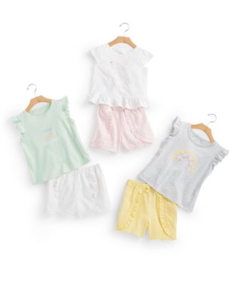 First Impressions Baby Girls Spring T Shirts Pull On Shorts Created For Macys In Angel White