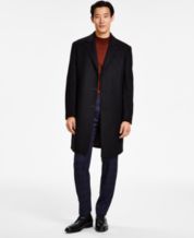Braveman Men's Wool Blend Herringbone Top Coat Overcoat Topcoat Jacket Black / Small