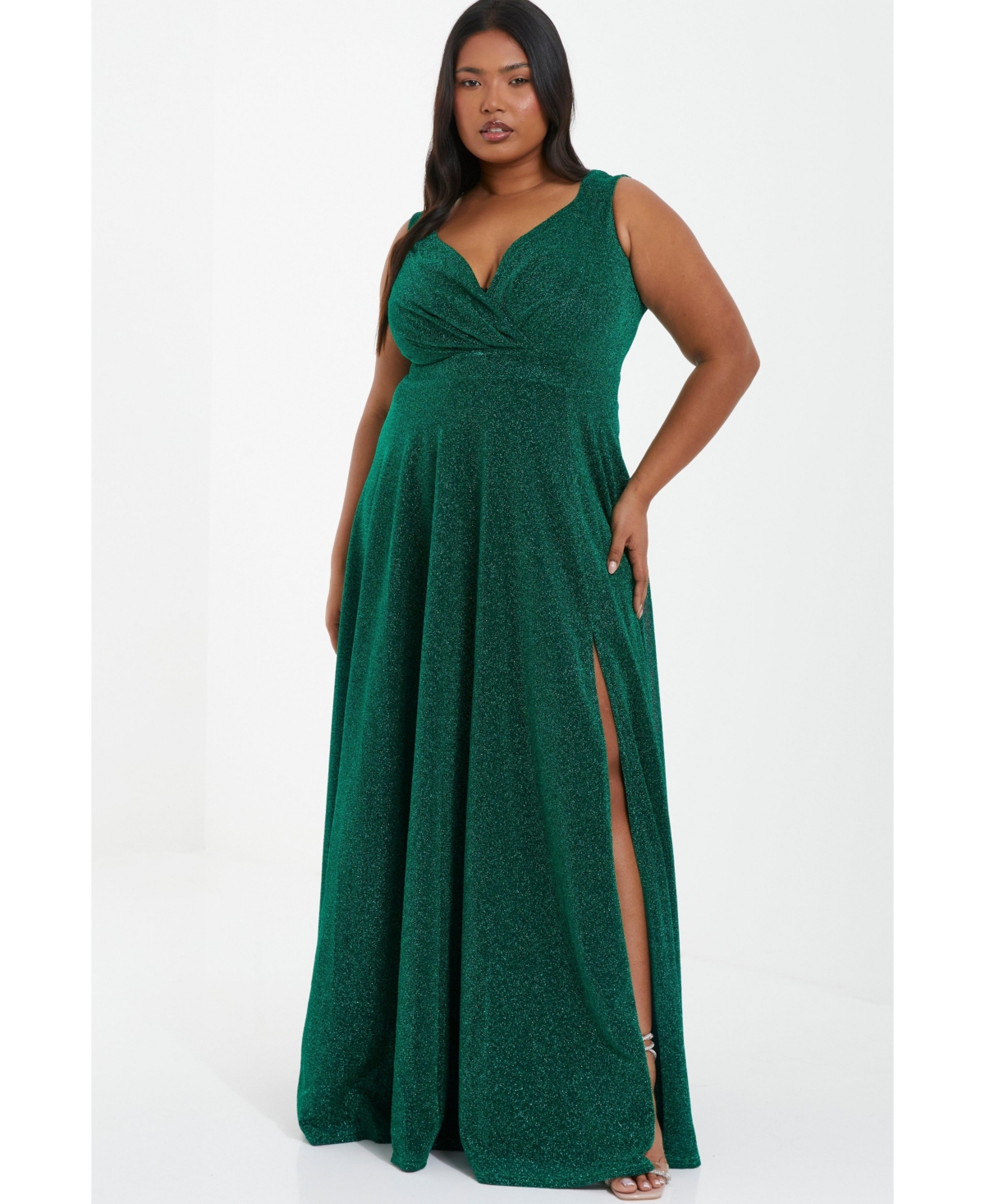 Quiz glitter wrap dress on sale