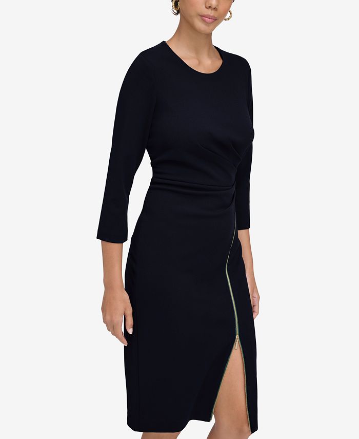 Calvin Klein Women's Zip-Detail Long-Sleeve Bodycon Dress - Macy's